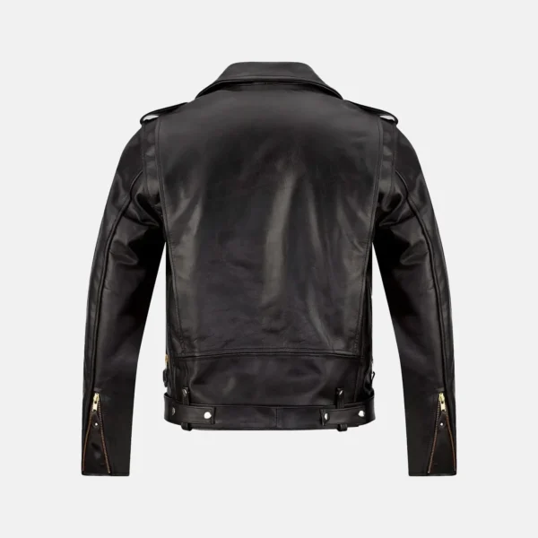 Grayson Men’s Black Biker Leather Jacket with Assymetrical Zipper