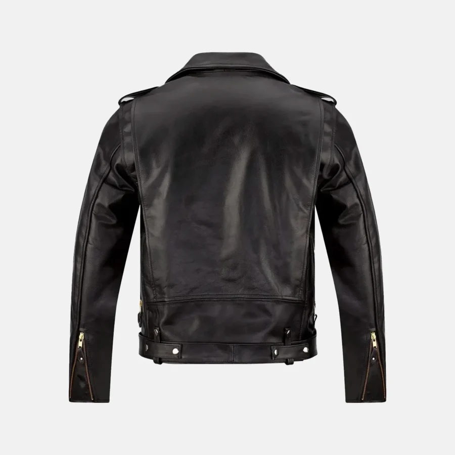 Grayson Men’s Black Biker Leather Jacket with Assymetrical Zipper