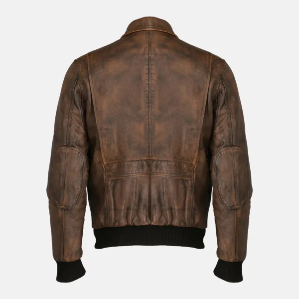 Jake Men’s Distressed Brown A-2 Bomber Leather Flight Jacket