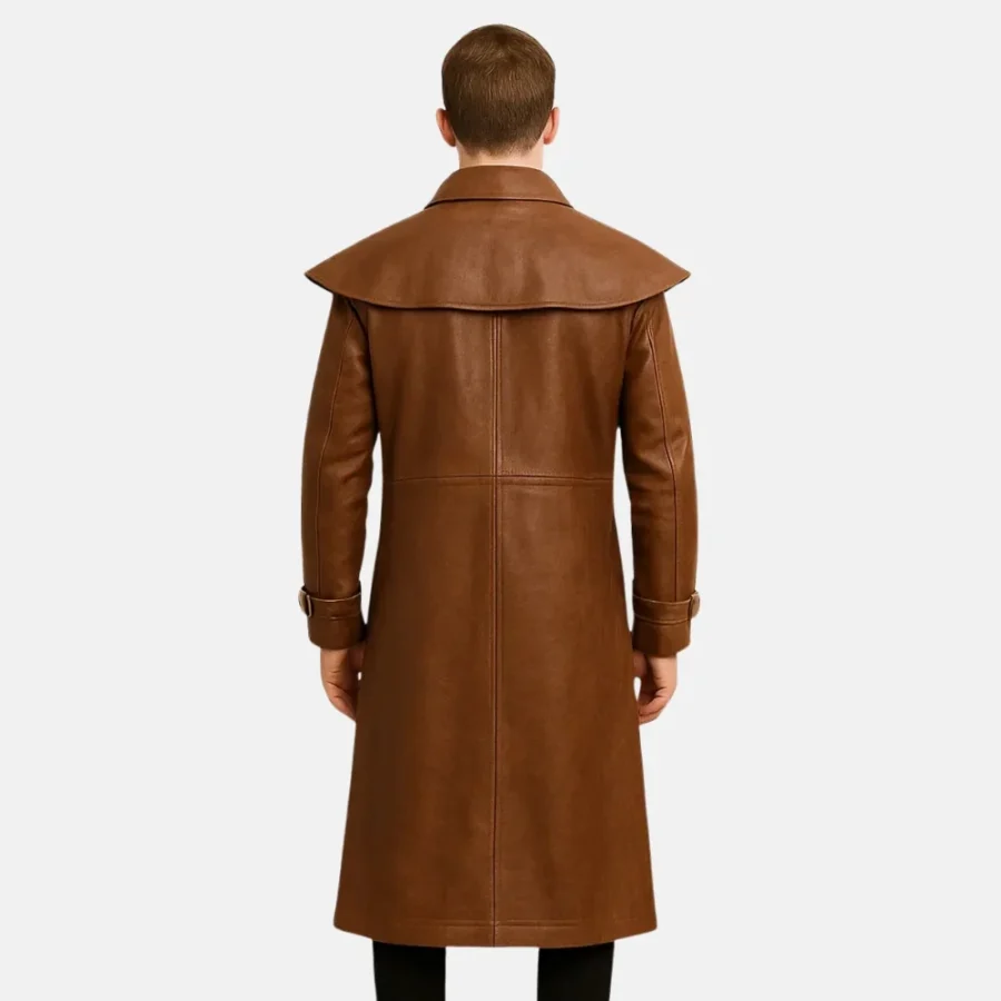 Austin Men’s Brown Leather Duster Coat for Western Style