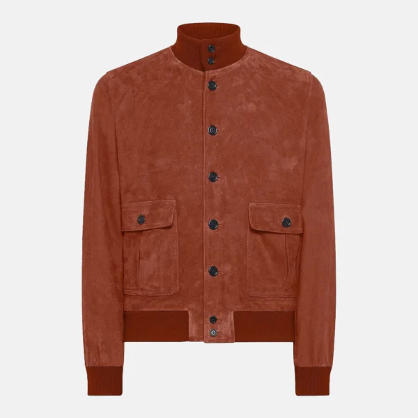 Brandon Men’s Brown A-1 Bomber Suede Leather Jacket