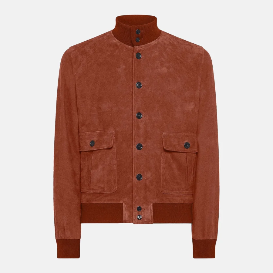 Brandon Men’s Brown A-1 Bomber Suede Leather Jacket