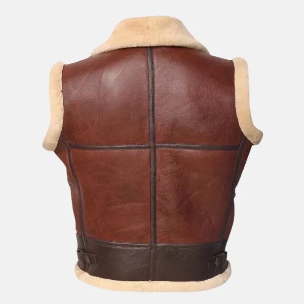 Calvin Men’s Brown Shearling Sheepskin Leather Vest for Winter