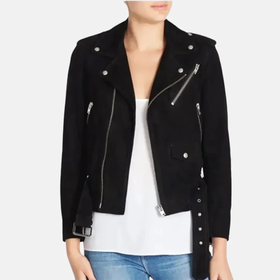Charlotte Women’s Black Double Rider Leather Motorcycle Jacket
