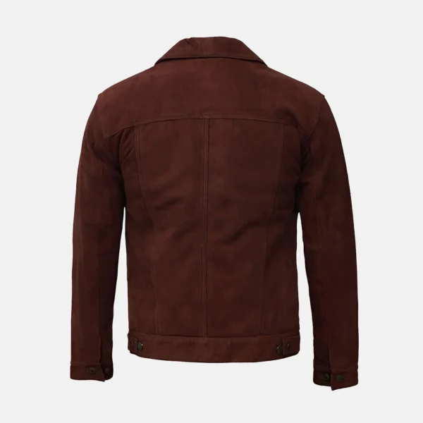 Dylan Men’s Dark Brown Suede Leather Trucker Jacket