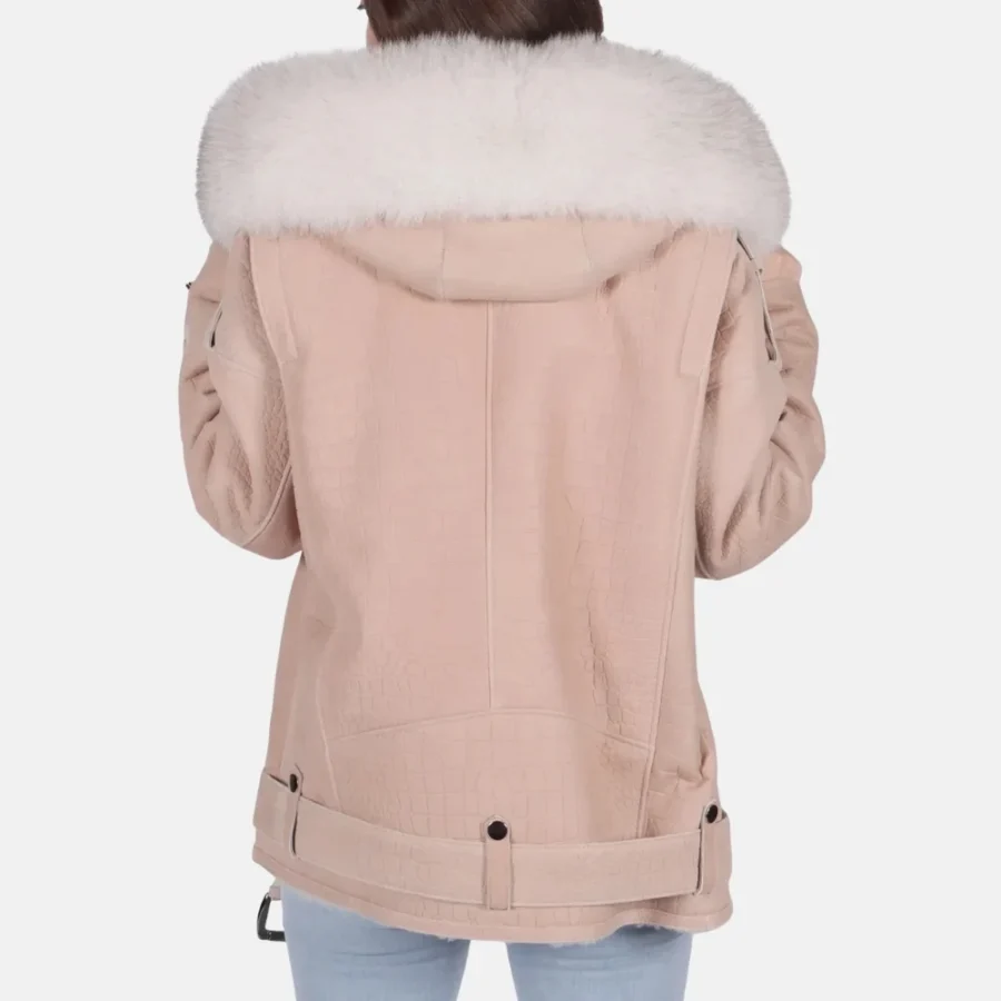 Grace Women’s Pink B-3 Bomber Leather Jacket for Stylish Look