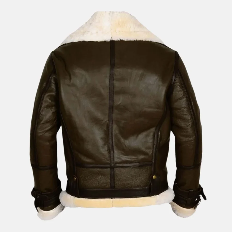 Tyler Men’s Brown B-3 Shearling Leather Aviator Bomber Jacket