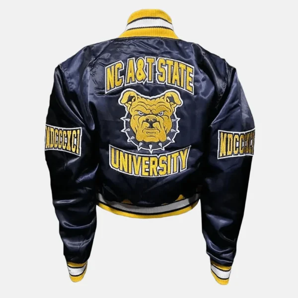 North Carolina Navy Blue Cropped Varsity Jacket
