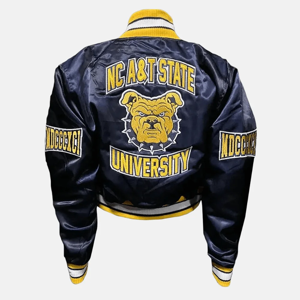 North Carolina Navy Blue Cropped Varsity Jacket