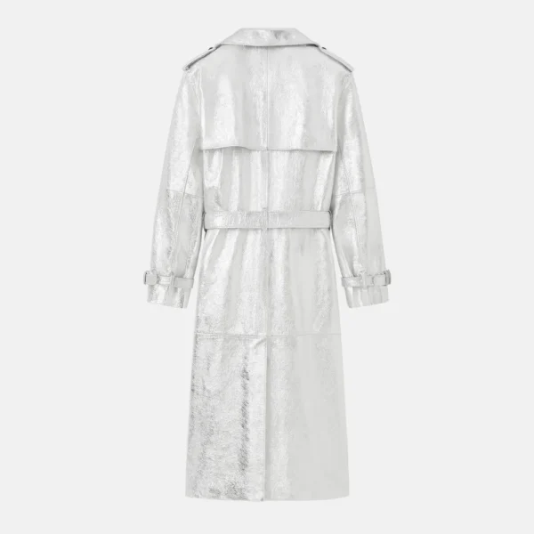 Sofia Carson Silver Trench Coat