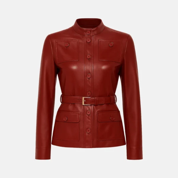 Emily in Paris Lily Collins Red Leather Jacket