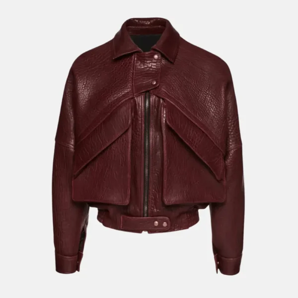 Barbara Palvin Leather Bomber Jacket