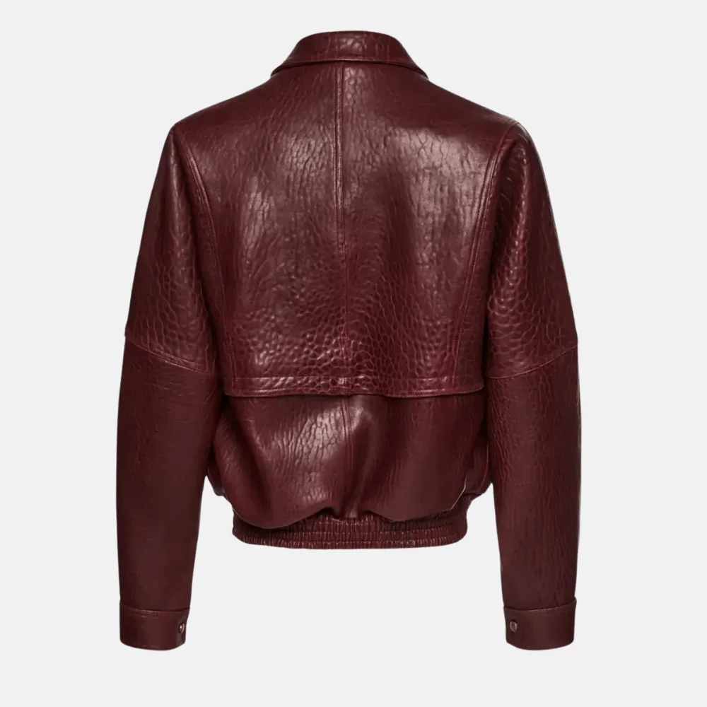 Barbara Palvin Leather Bomber Jacket