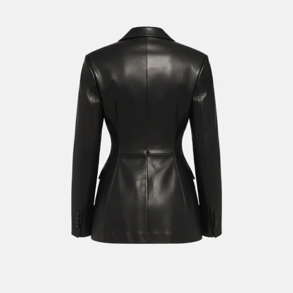 Rihanna Black Leather Blazer
