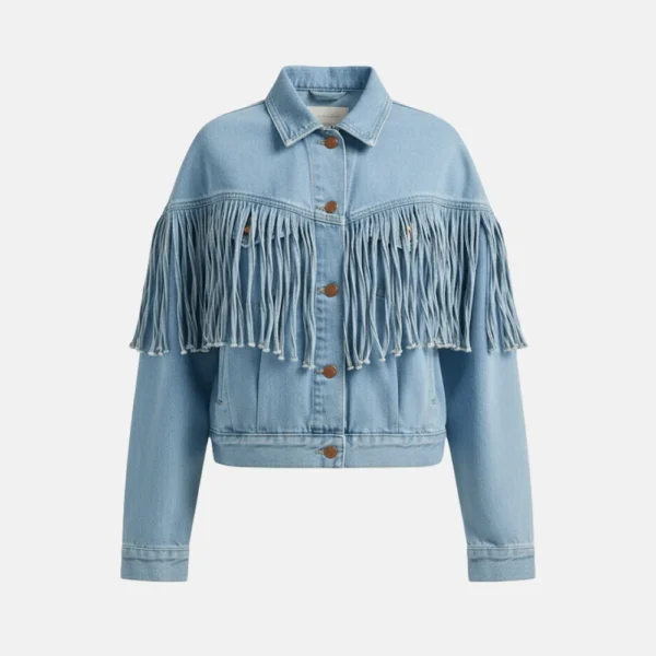 Landman Michelle Randolph Denim Fringe Jacket