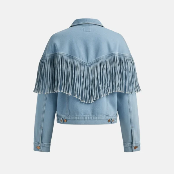 Landman Michelle Randolph Denim Fringe Jacket