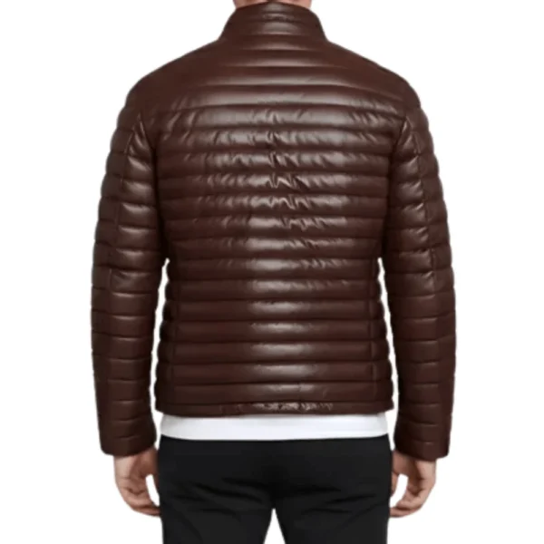 Havoc Men’s Brown Leather Puffer Jacket