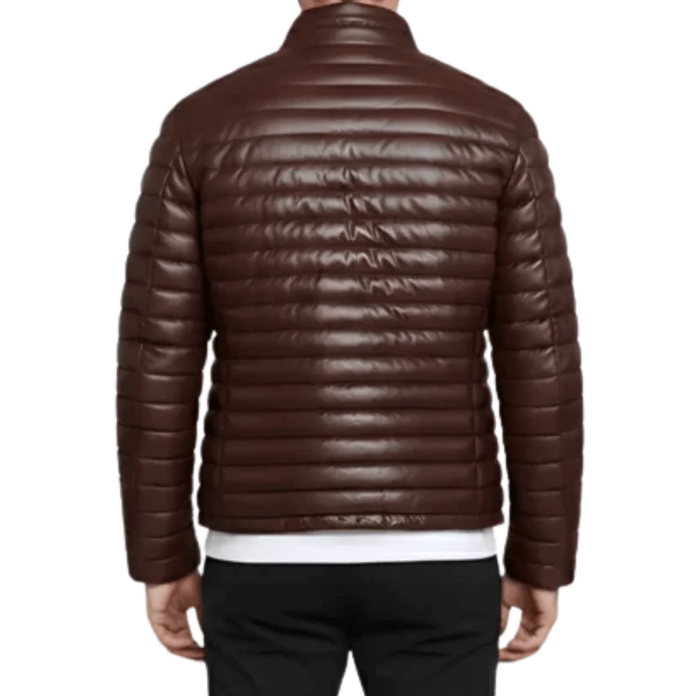 Havoc Men’s Brown Leather Puffer Jacket