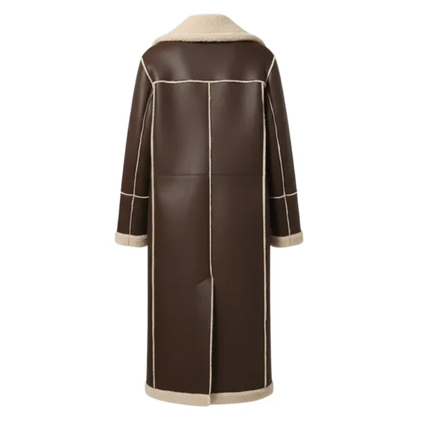 Gigi Hadid Shearling Brown Leather Trench Coat