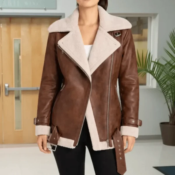 General Hospital Eden McCoy Brown Aviator Jacket