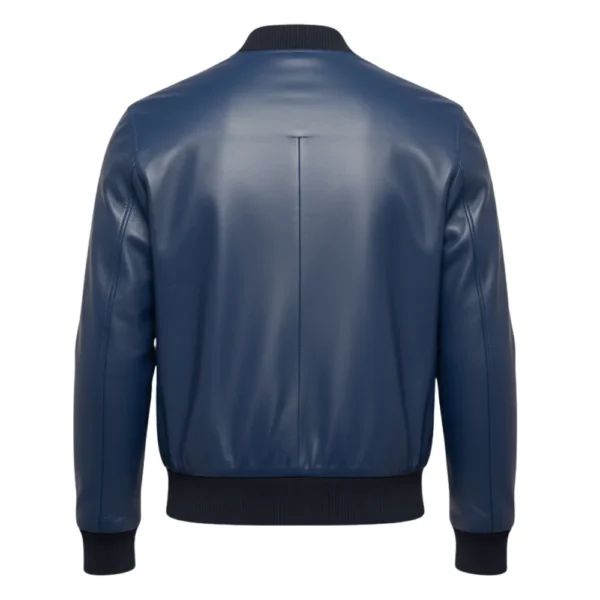 Tyler Men’s Blue Leather Bomber Jacket