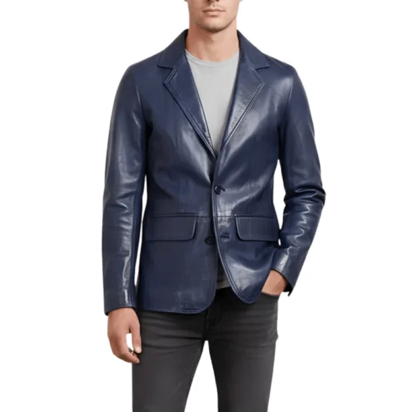 Dean Men’s Blue Vintage Leather Blazer