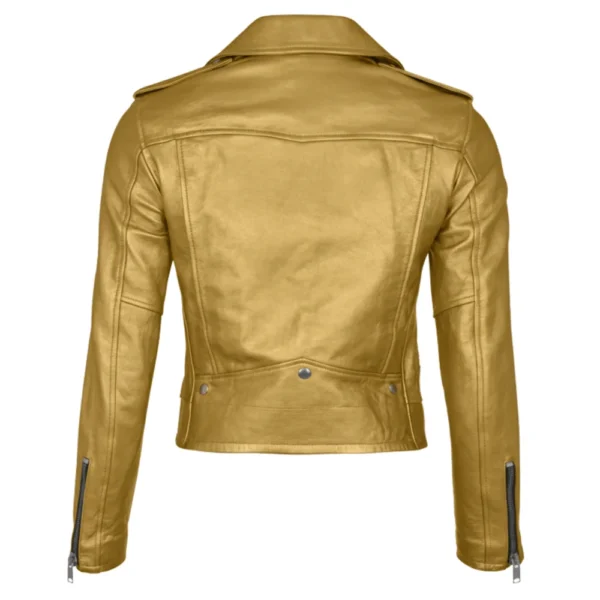 Landman Ali Larter Golden Leather Biker Jacket