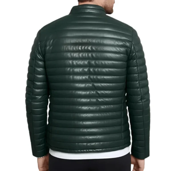 Havoc Men’s Green Leather Puffer Jacket