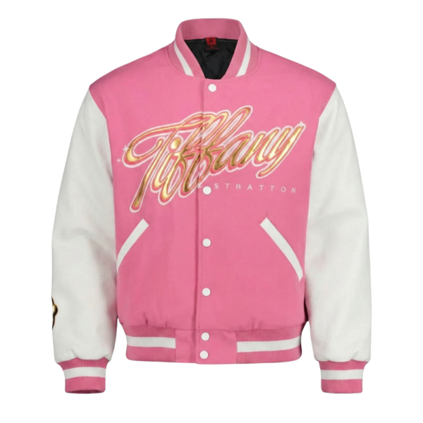 Men's Pink Tiffany Stratton Tiffy Time Full-Snap Varsity Jacket