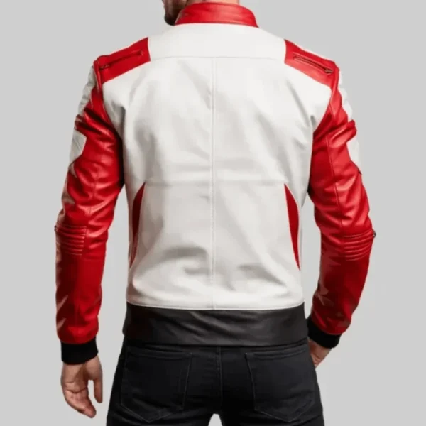 Men’s Street Racer Red and White Biker Leather Jacket