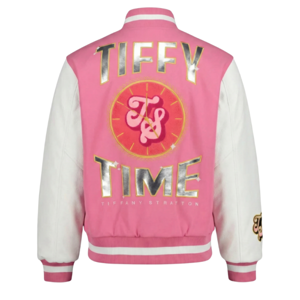 Men's Pink Tiffany Stratton Tiffy Time Full-Snap Varsity Jacket