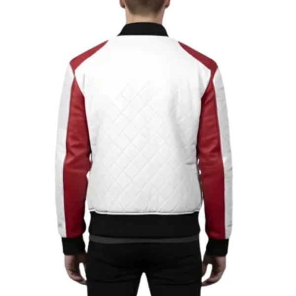 Kelce Men’s White Leather Varsity Jacket