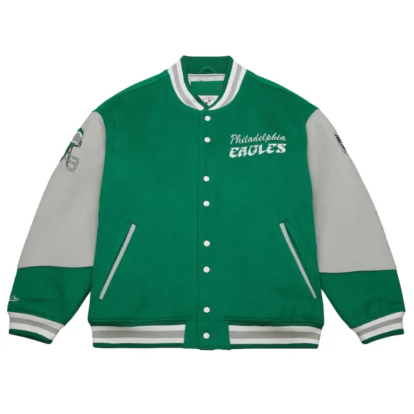 Philadelphia Eagles Kelly Green Vintage Full-Snap Varsity Jacket