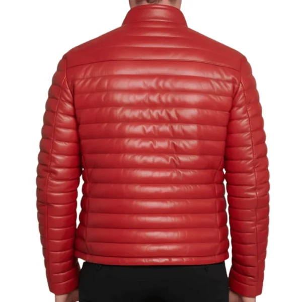 Havoc Men’s Red Leather Puffer Jacket