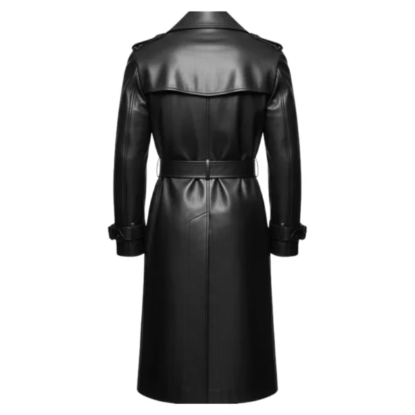 Tam Men’s Black Leather Trench Coat