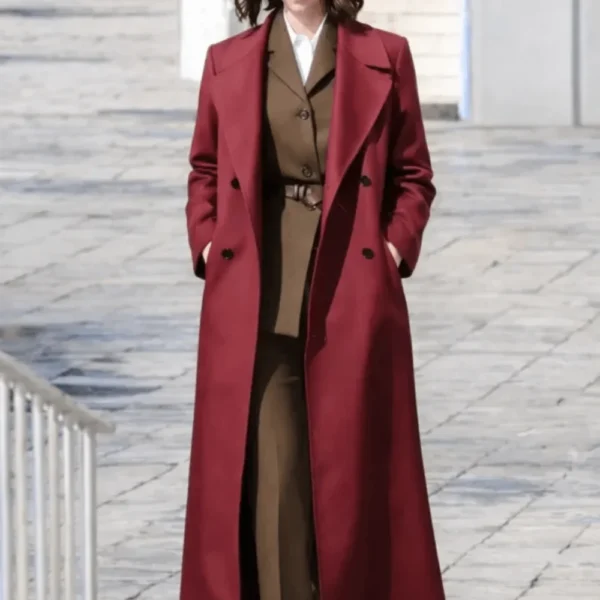 The Beauty Rebecca Hall Burgundy Trench Coat